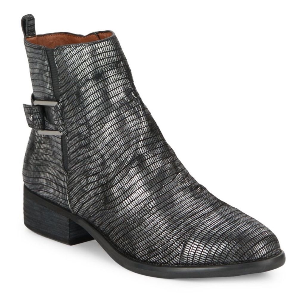 Donald J Pliner Primo Metallic Black Ankle Boots 7